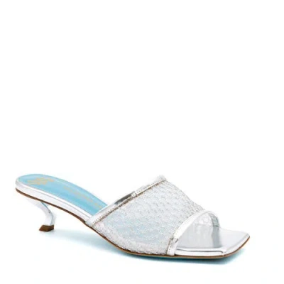 Valentina Rangoni Vesta Low Heel Mesh Slide In Silver Nadina