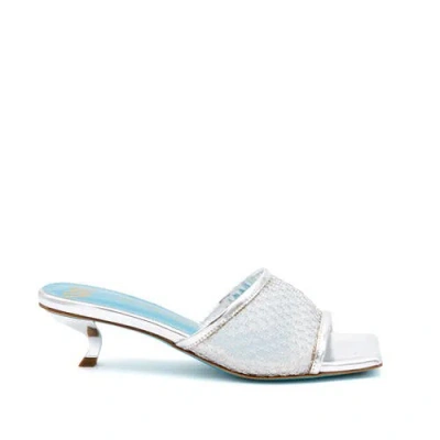Valentina Rangoni Vesta Low Heel Mesh Slide In Silver Nadina