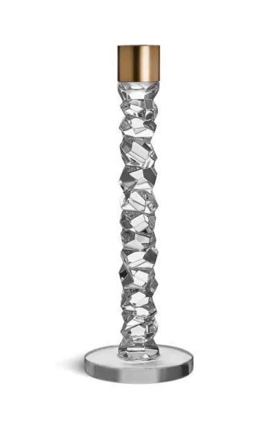Orrefors Carat 12" Large Candlesticks, Set Of 2 In Crystal/brass