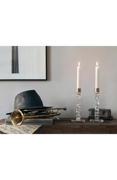 Orrefors Carat 12" Large Candlesticks, Set Of 2 In Crystal/brass