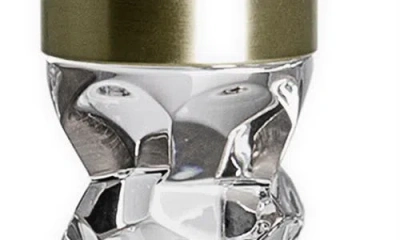 Orrefors Carat 12" Large Candlesticks, Set Of 2 In Crystal/brass