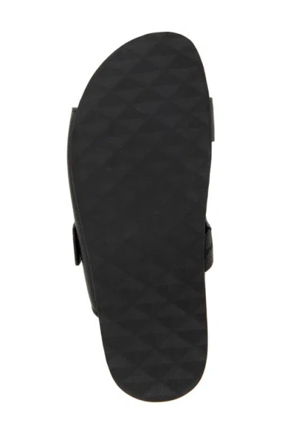 Aerosoles Lemon Flatform Slide Sandal In Black Pebbled Leather