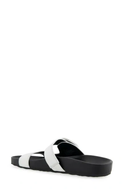 Aerosoles Lemon Flatform Slide Sandal In Bright White Pebbled Leather