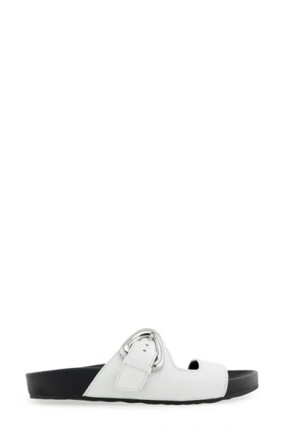 Aerosoles Lemon Flatform Slide Sandal In Bright White Pebbled Leather