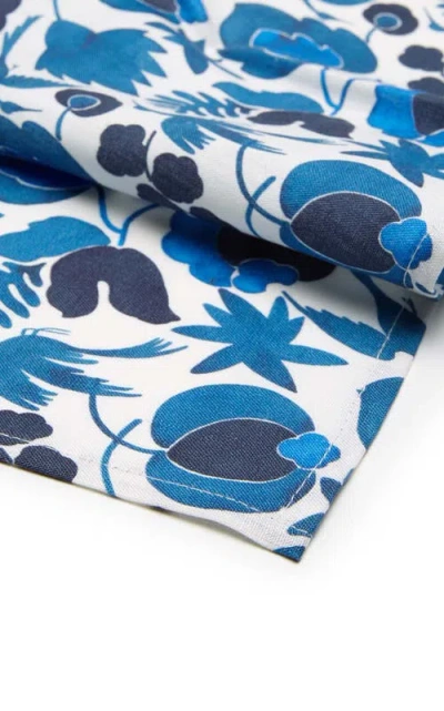 La Doublej Large Napkins Set Of 2 (45x45) In Wildbird Small Blue