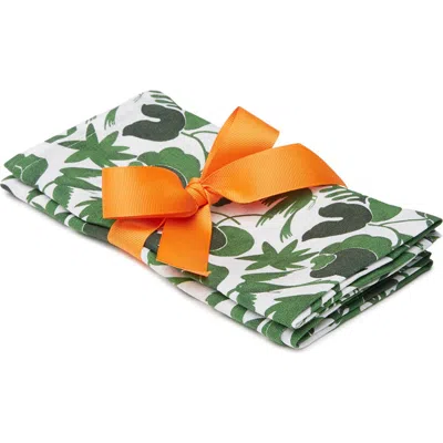 La Doublej Large Napkins Set Of 2 In Wildbird Small Green