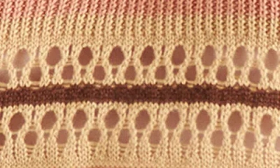 Steve Madden Noreen Stripe Mixed Stitch Short Sleeve Cotton Sweater In Multi