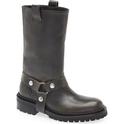 Golden Goose Kurt Boots In Black Leather With Buckle In Black