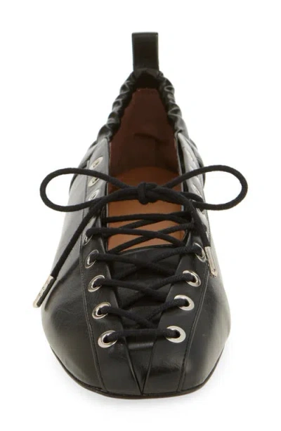 Ganni Lace Up Ballerina | In Black