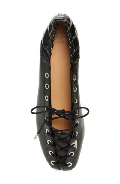 Ganni Lace Up Ballerina | In Black