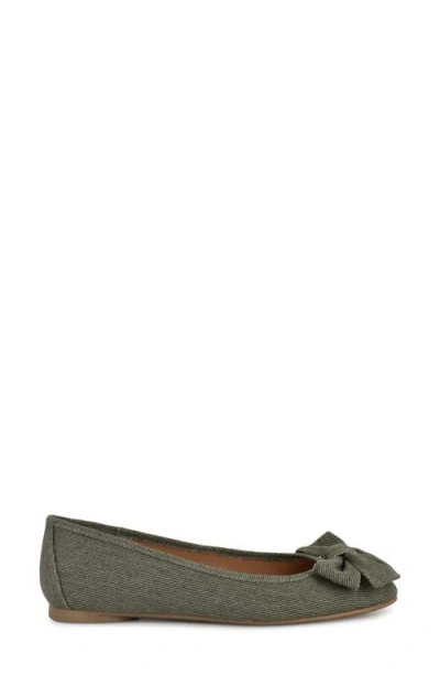 Nine West Women's Veronika Denim Bow Ballet Flats In Dark Green