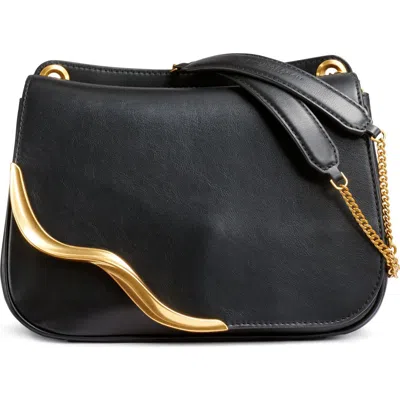 Donna Karan Malverne Leather & Suede Crossbody With Chain Strap In Black/gold