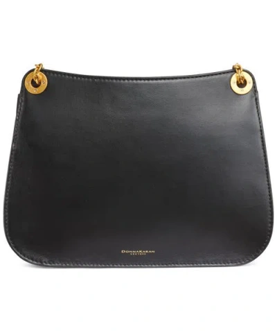 Donna Karan Malverne Leather & Suede Crossbody With Chain Strap In Black/gold