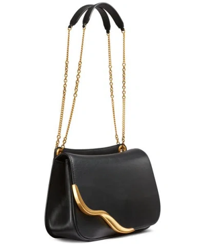 Donna Karan Malverne Leather & Suede Crossbody With Chain Strap In Black/gold