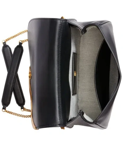 Donna Karan Malverne Leather & Suede Crossbody With Chain Strap In Black/gold