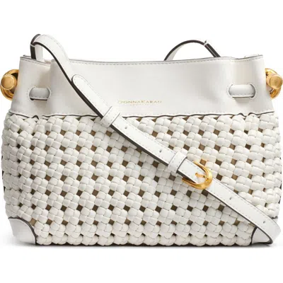 Donna Karan Cashmere Woven Small Crossbody Bag In Brilliant White