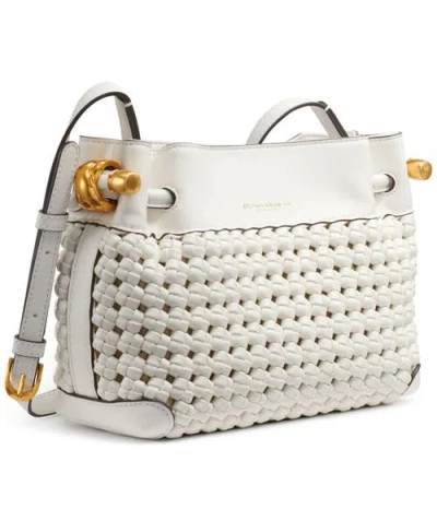 Donna Karan Cashmere Woven Small Crossbody Bag In Brilliant White
