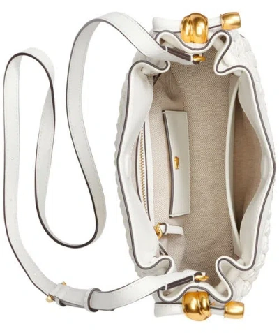 Donna Karan Cashmere Woven Small Crossbody Bag In Brilliant White