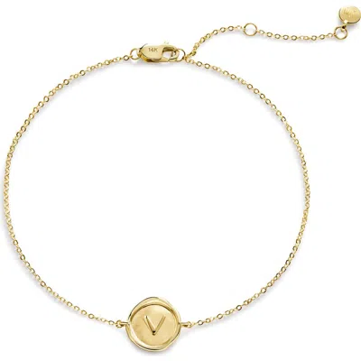 Monica Vinader Initial Stamp Charm Bracelet In 14kt Solid Gold V