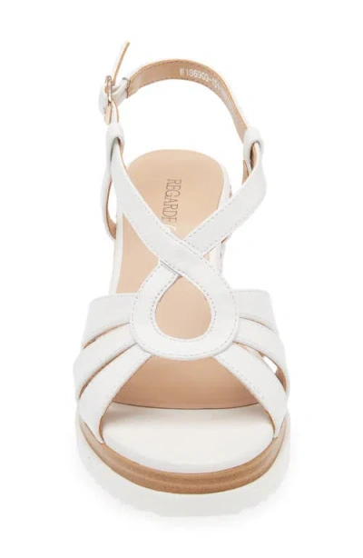 Regarde Le Ciel Madison Slingback Platform Wedge Sandal In Garment White