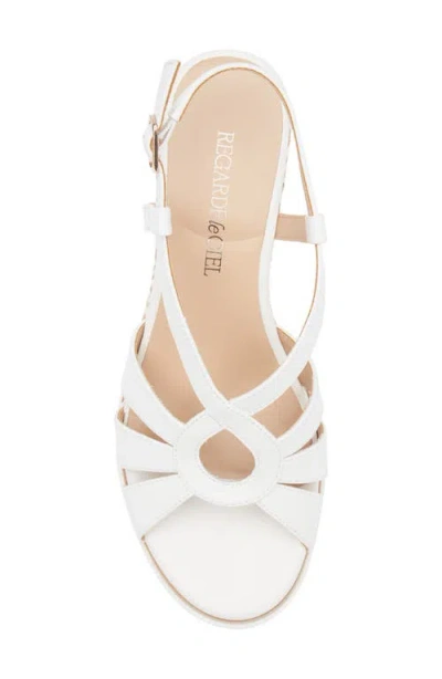 Regarde Le Ciel Madison Slingback Platform Wedge Sandal In Garment White