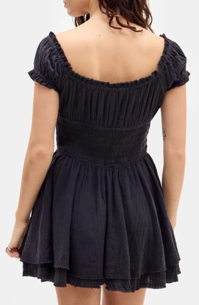 Bdg Urban Outfitters Rowan Cap Sleeve Cotton Romper In Black