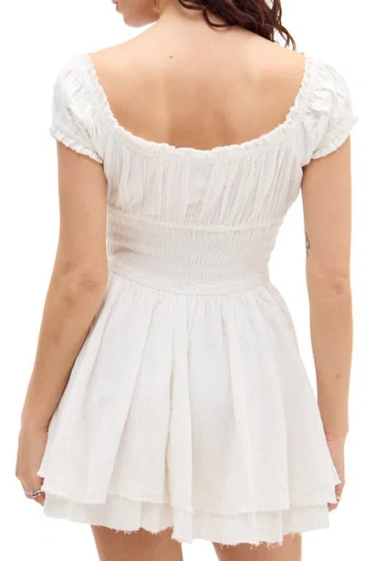 Bdg Urban Outfitters Rowan Cap Sleeve Cotton Romper In White