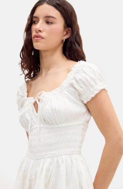 Bdg Urban Outfitters Rowan Cap Sleeve Cotton Romper In White