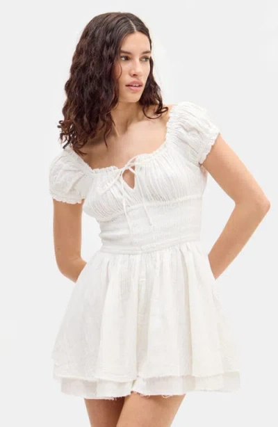 Bdg Urban Outfitters Rowan Cap Sleeve Cotton Romper In White