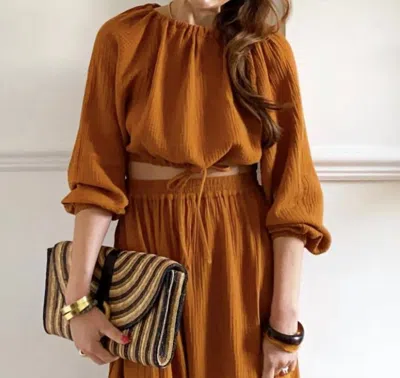 Beaumont Organic Cordelia Top In Pecan In Beige