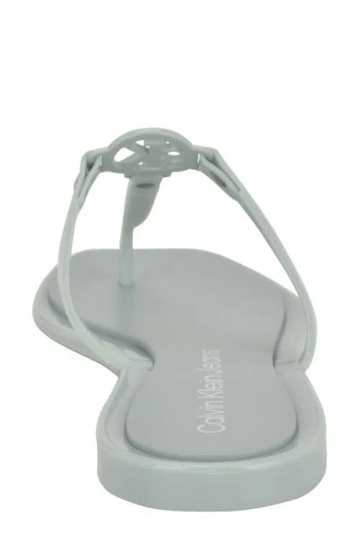 Calvin Klein Women's Edhen Logo T-strap Flat Jelly Sandals In Light Green 331