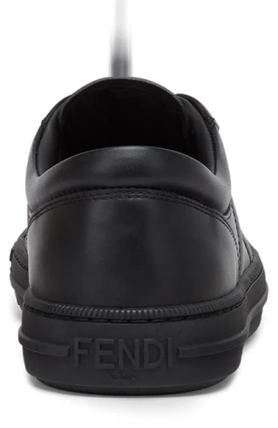 Fendi Domino Leather Low-top Sneakers In Black
