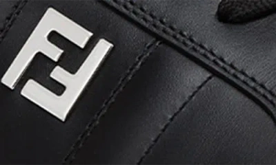 Fendi Domino Leather Low-top Sneakers In Black
