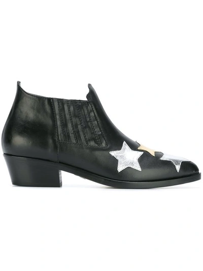 Chiara Ferragni 30mm Stars Leather Ankle Boots In Black