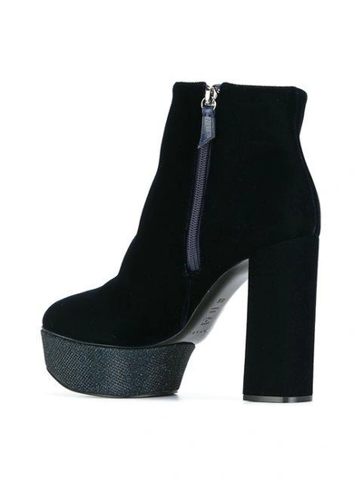 Shop Casadei Platform Heel Ankle Boots - Blue