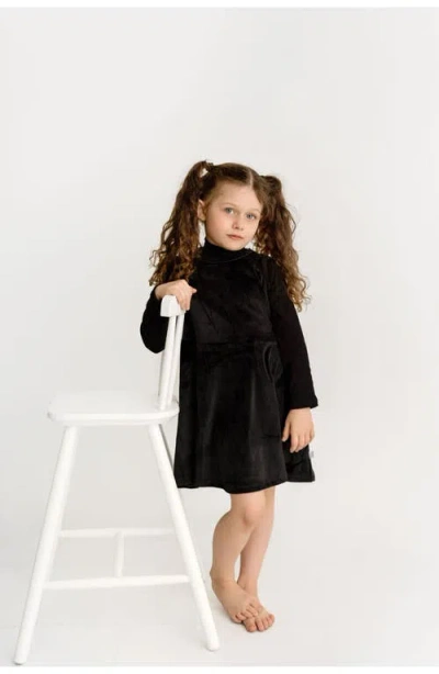 Pouf Little Girl's & Girl's Mockneck Long-sleeve Top & Velour Dress Set In Black