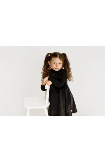 Pouf Little Girl's & Girl's Mockneck Long-sleeve Top & Velour Dress Set In Black