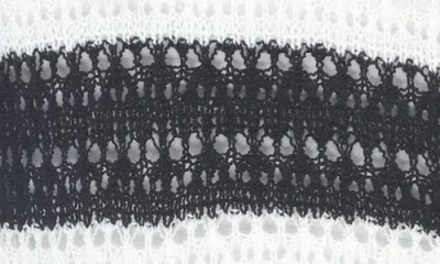 Rain And Rose Stripe Tie Keyhole Open Stitch Sweater In Black Stripe