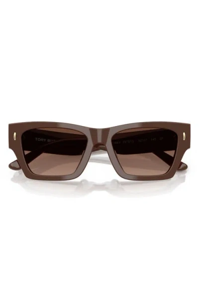 Tory Burch 52mm Rectangular Sunglasses In Brown Gradient