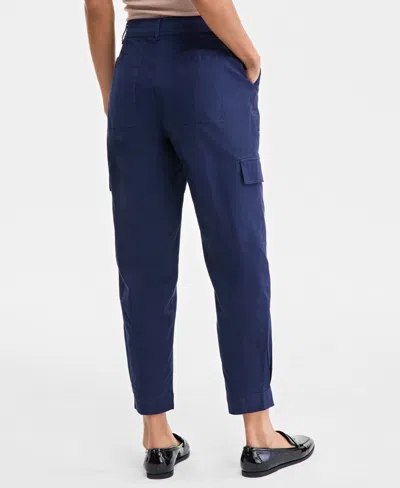 On 34th Women's Tapered Ankle-length Cargo Pants, Created For Macy's In Intrepid Blue