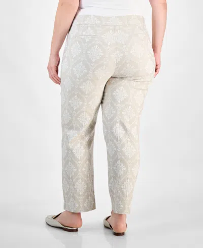 Jm Collection Plus Size Printed Jacquard Pants, Exclusively At Macy's In Stonewall
