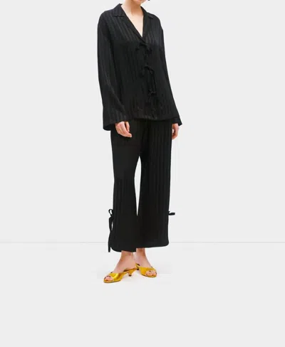 Sleeper Phoenix Striped Set With Bow In Black In Black