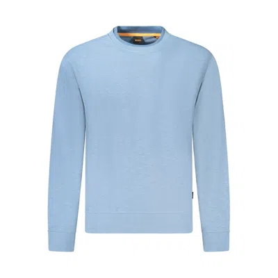 Hugo Boss Light Blue Cotton Men Sweater In Blue