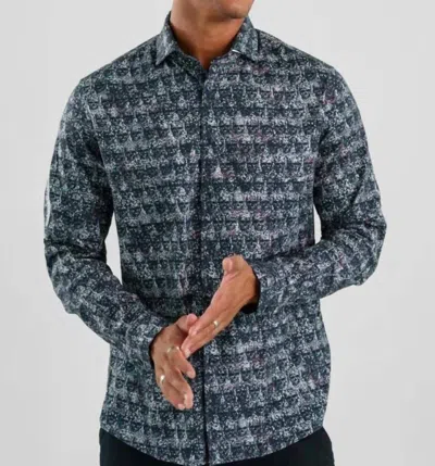 Stone Rose Nova - Skulls Long Sleeve Shirt In Dark Blue In Blue