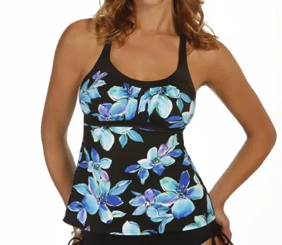 Caribbean Joe Framed Peasant Tankini Top In Martinique In Multi