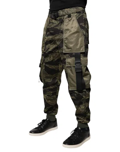 Dolce & Gabbana Green Cotton Jogger Cargo Men's Pants In Green