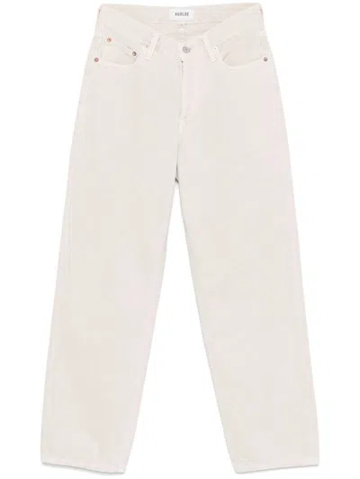 Agolde Straight Jeans In Beige Denim In Beige