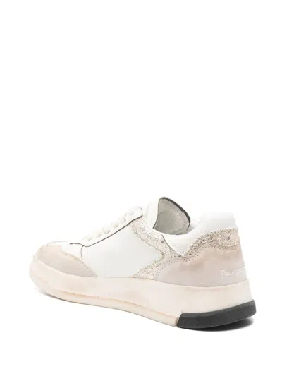 Ghoud White And Beige Sneakers With Textured Accents In Bianco E Argento