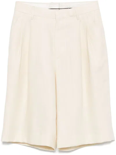 Tagliatore Tailored Beige Linen Shorts With Pleated Front In Beige
