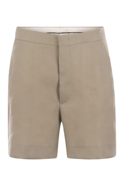 Tagliatore Women Linen Chino Bermuda Shorts In Grey